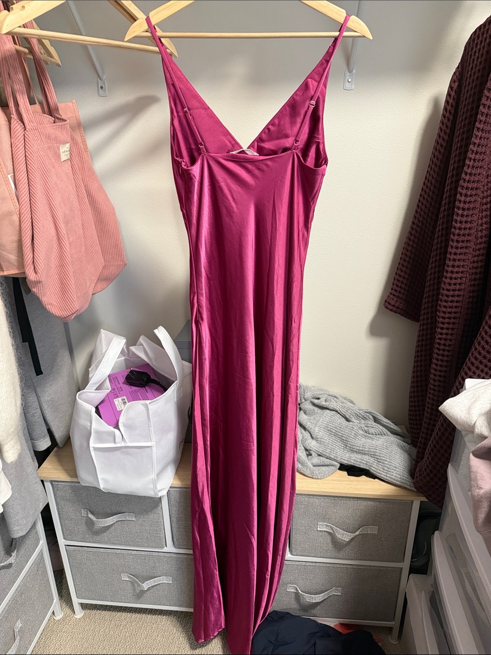 12th Tribe Mirabella Fuchsia Satin Maxi Dress Size S - Picture 6 of 6